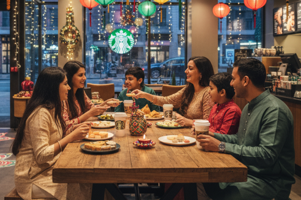 Starbucks India #HumariSpecialJagah campaign still inside a decorated store.