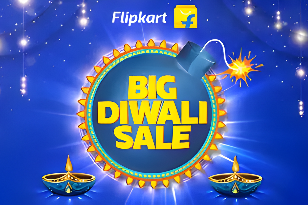 Flipkart Big Bang Diwali Sale creative showing old possessions exploding like festive fireworks.